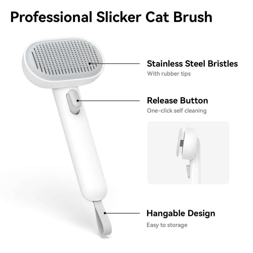 Aumuca Grooming Brush for Cats & Dogs — White