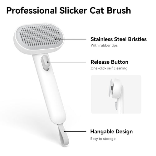 Aumuca Grooming Brush for Cats & Dogs — White