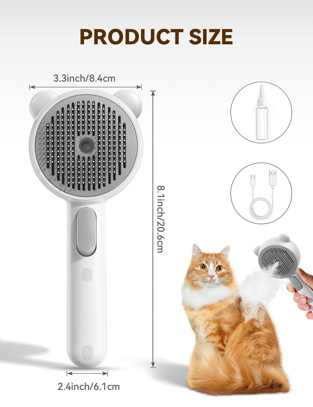 FEELNEEDY Rechargeable Spray Grooming Brush for Cats