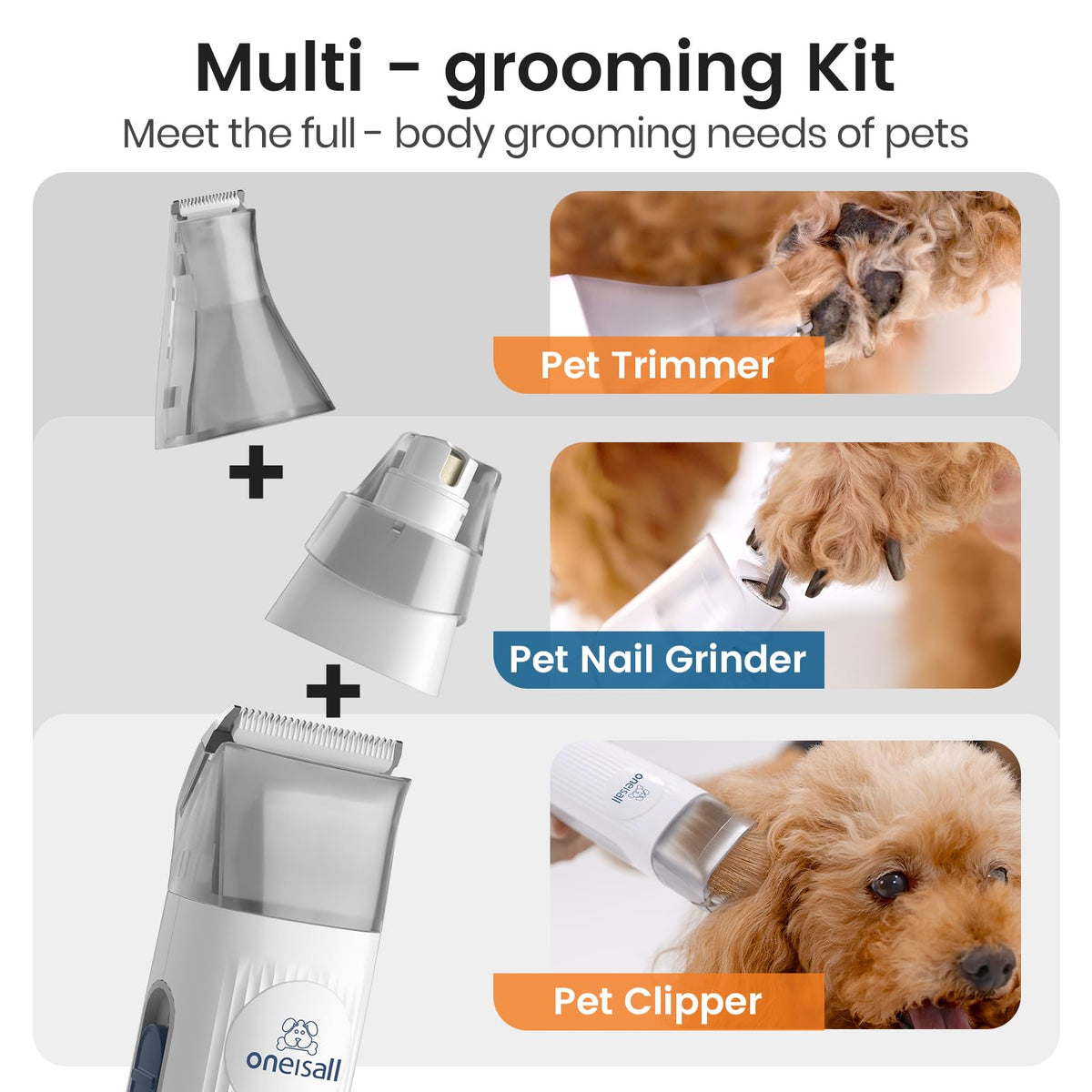 oneisall Pet Grooming Vacuum Kit — 7 Tools