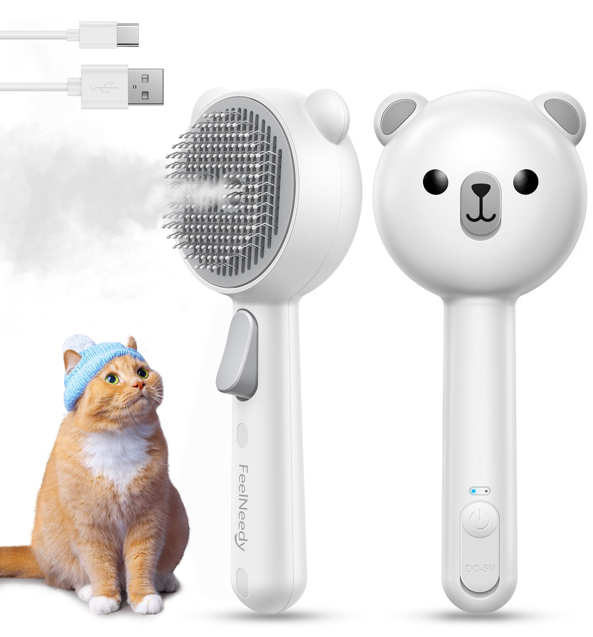FEELNEEDY Rechargeable Spray Grooming Brush for Cats