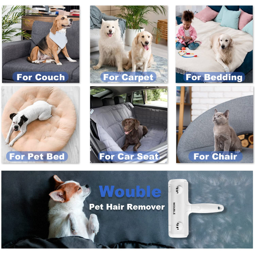 Wouble Reusable Pet Hair Remover Roller — White