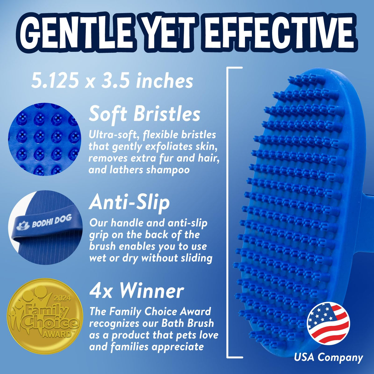 Bodhi Dog Rubber Bath & Grooming Brush — Blue