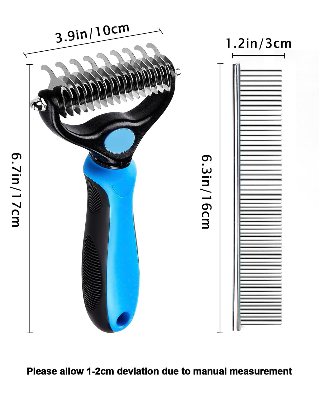 Nepfaivy Double-Sided Dematting & Deshedding Brush — Blue