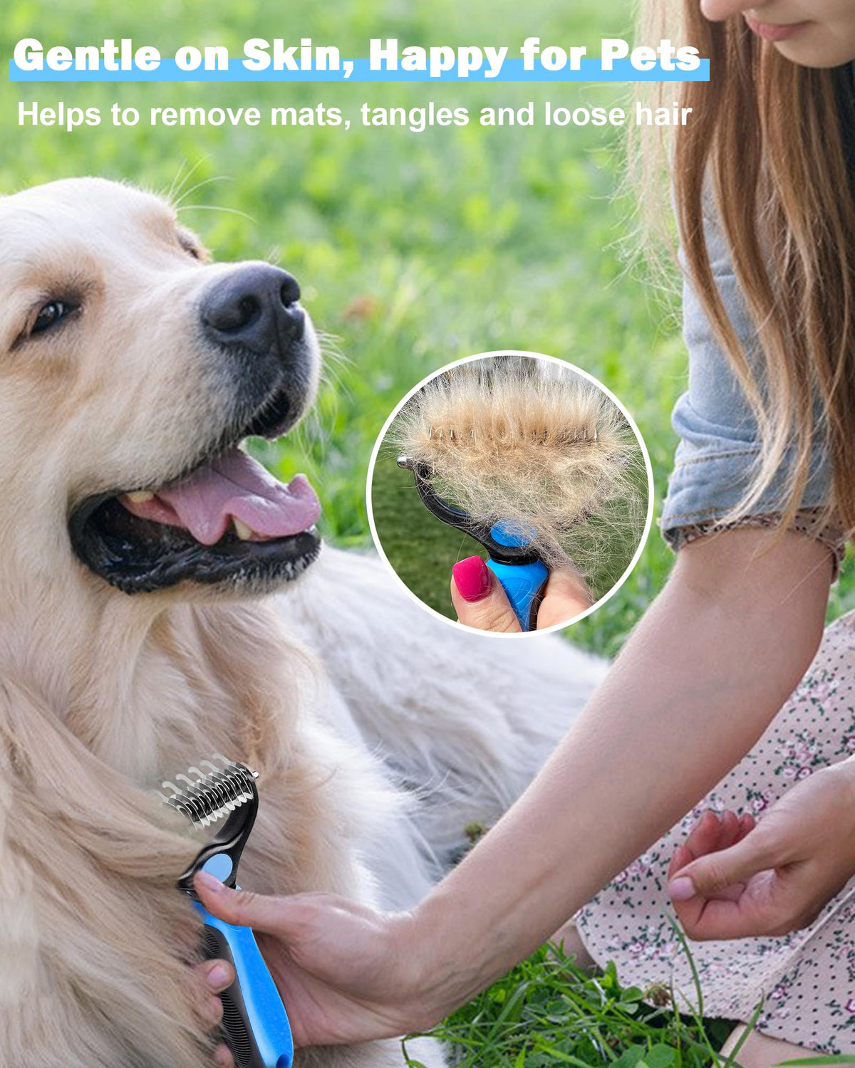Nepfaivy Double-Sided Dematting & Deshedding Brush — Blue