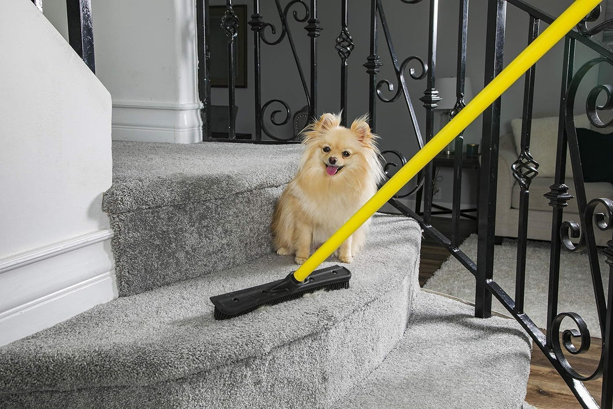 FURemover Rubber Broom with Squeegee & Telescoping Handle