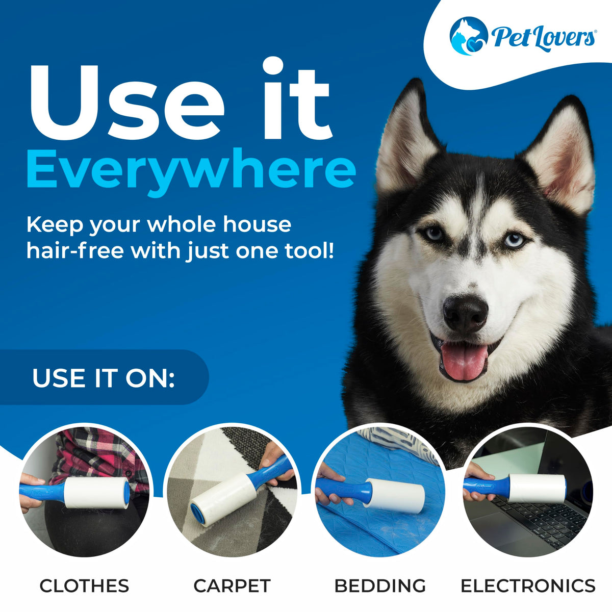 PetLovers Lint Roller Set — 3 Rollers, 7 Refills, 1,000 Sheets