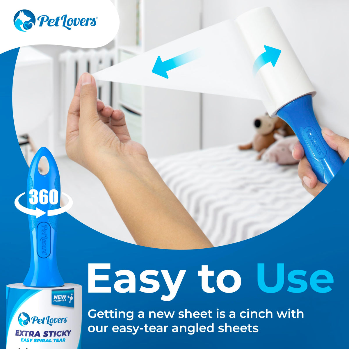 PetLovers Lint Roller Set — 3 Rollers, 7 Refills, 1,000 Sheets